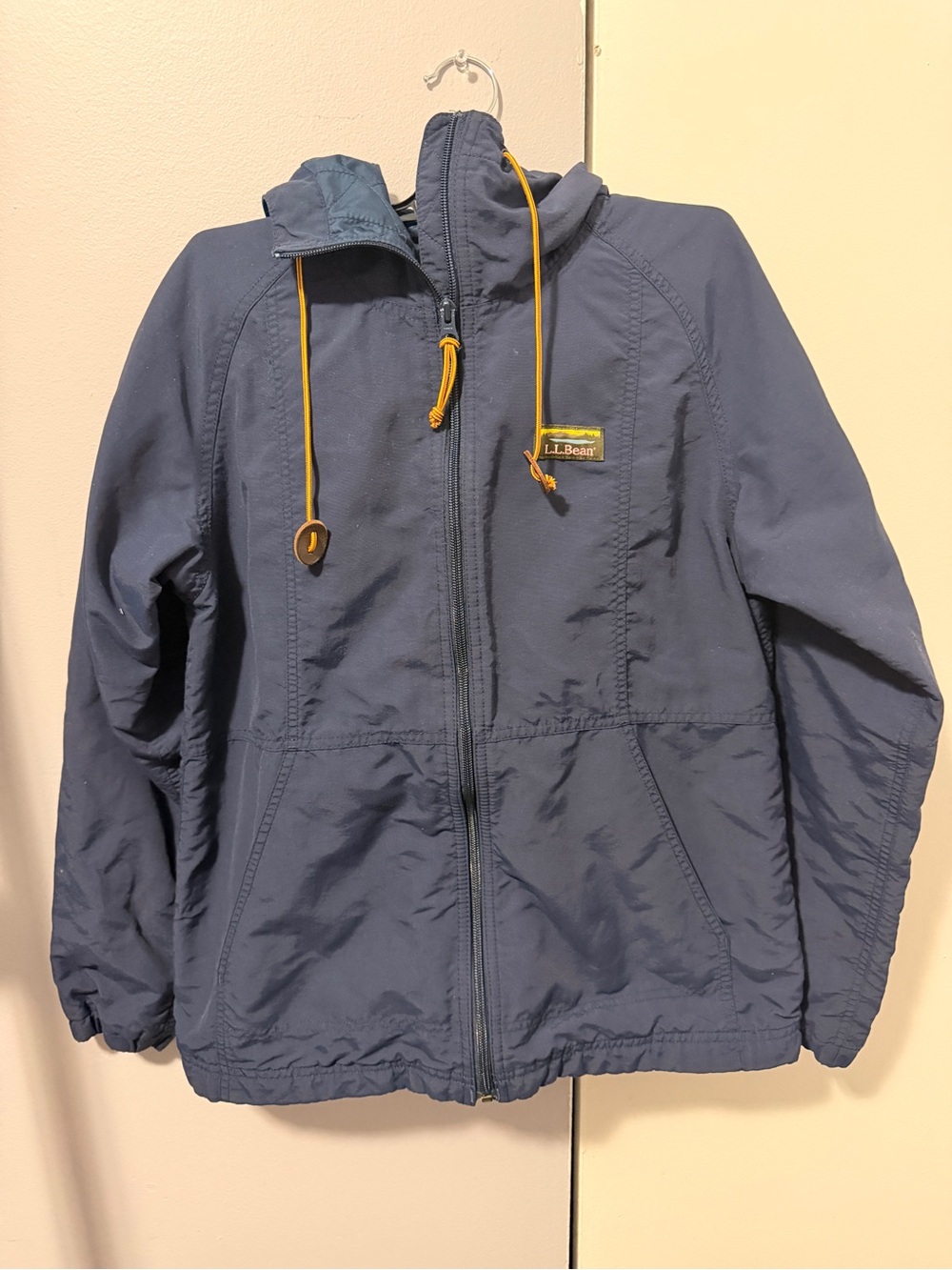 L.L. Bean Navy Hooded Windbreaker Insulated lining Jacket XS